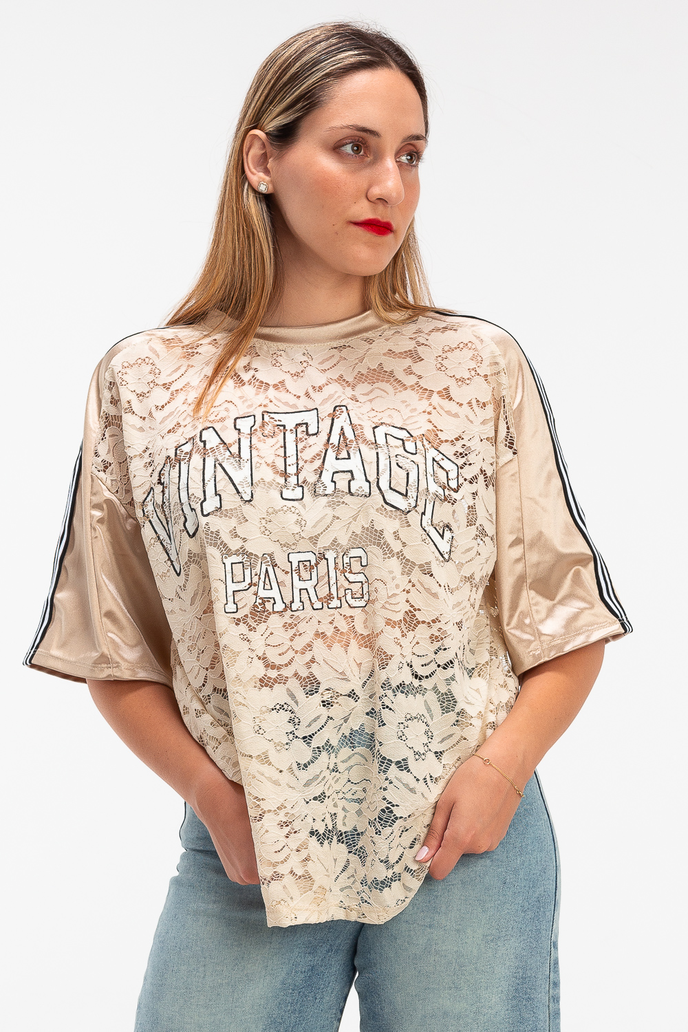 2220000441834 Relaxed-Fit Laced Blouse - Image 1
