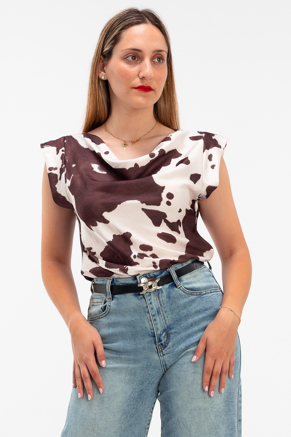 2220000441872 Regular-Fit Animal Print Blouse - Image 1