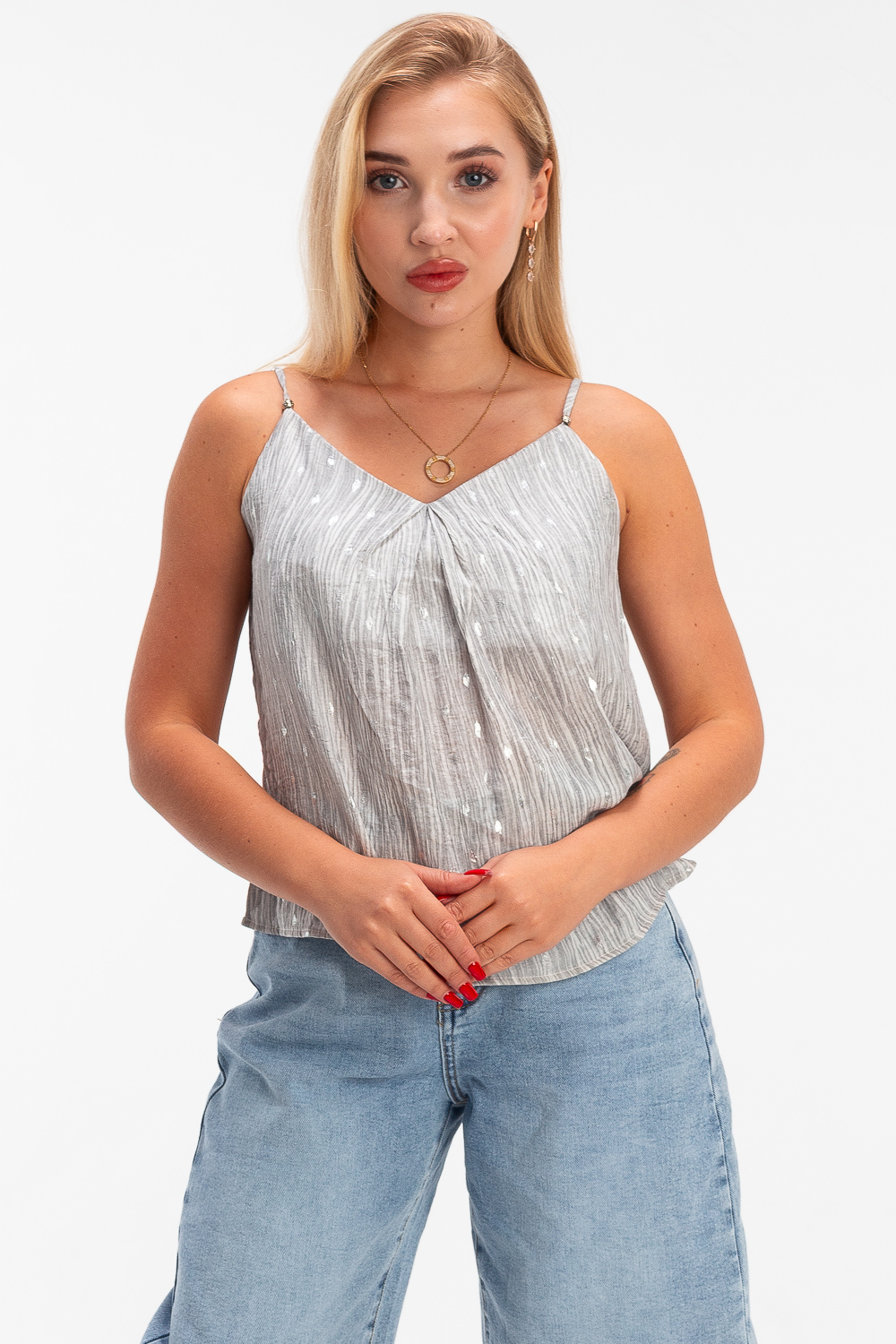 2220000443135 Strappy Stripped Blouse - Image 1