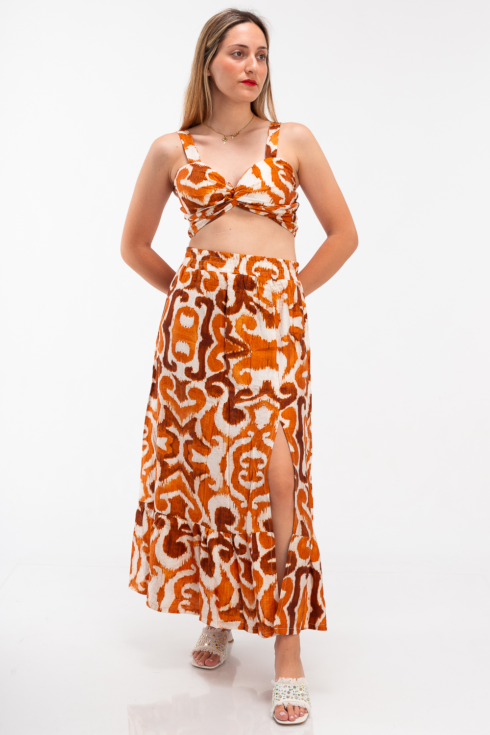2220000448093 Front Slit Graphic Casual Dresses - Image 1