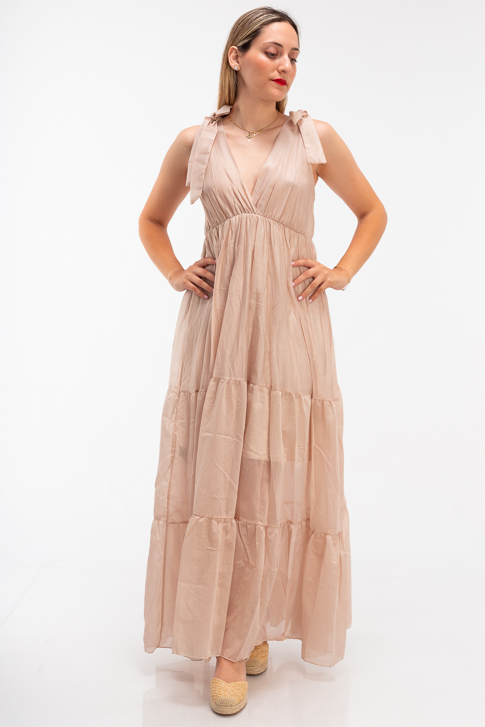 2220000457842 Flared Silk Casual Dresses - Image 1