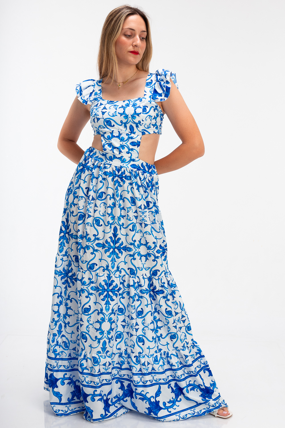 2220000468749 Cut-out Floral Wedding Dress - Image 1