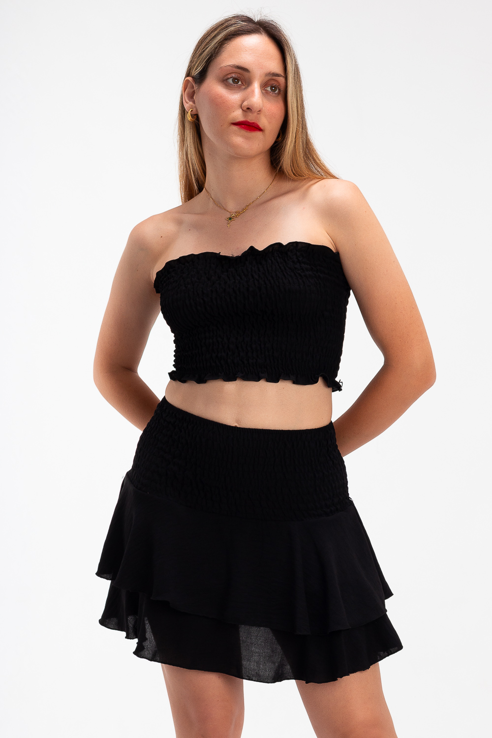 2220000472364 Off -shoulder Monochromatic Casual Set - Image 1
