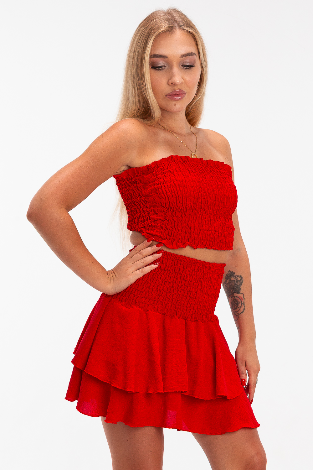 2220000472371 Off -shoulder Monochromatic Casual Set - Image 1