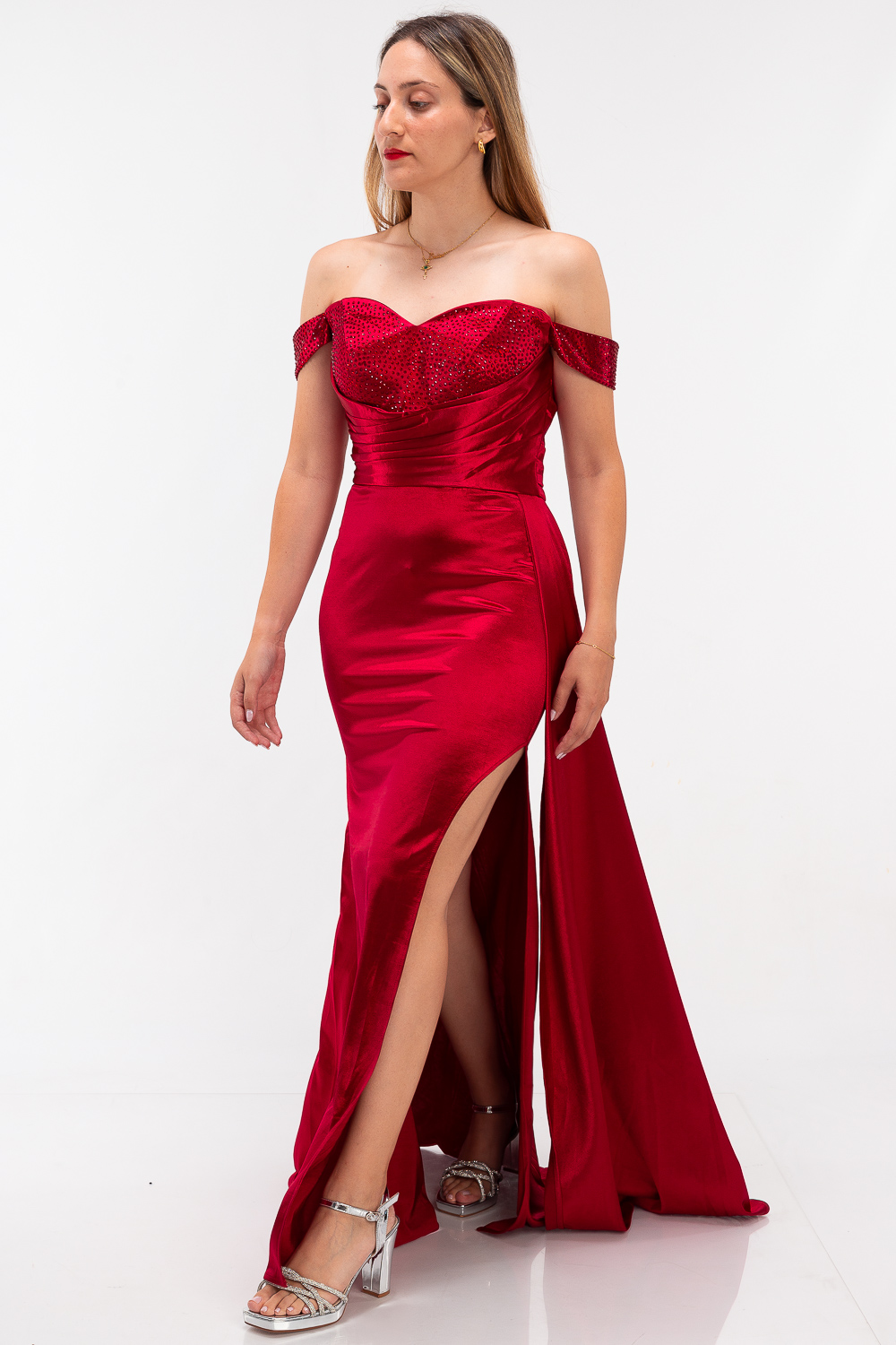 2220000473170 Strappy Chrome Wedding Dress - Image 1
