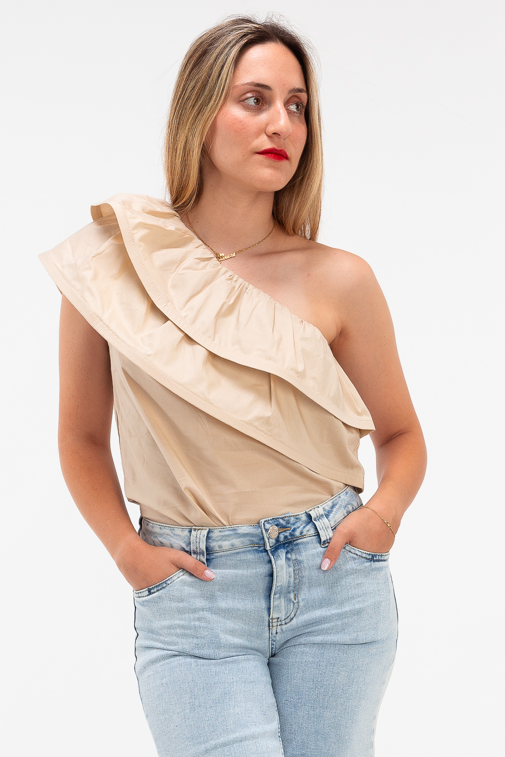 2220000474078 Flared Cotton Blouse - Image 1