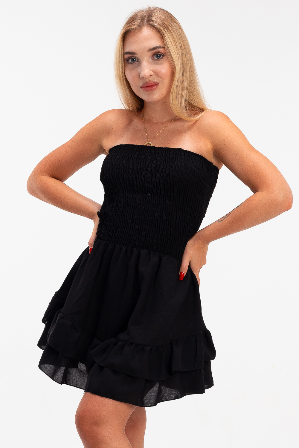 2220000477178 Flared Monochromatic Playsuit - Image 1