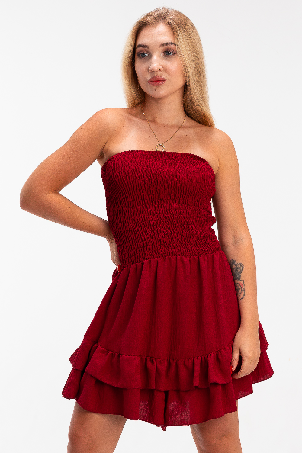 2220000477192 Flared Monochromatic Playsuit - Image 1