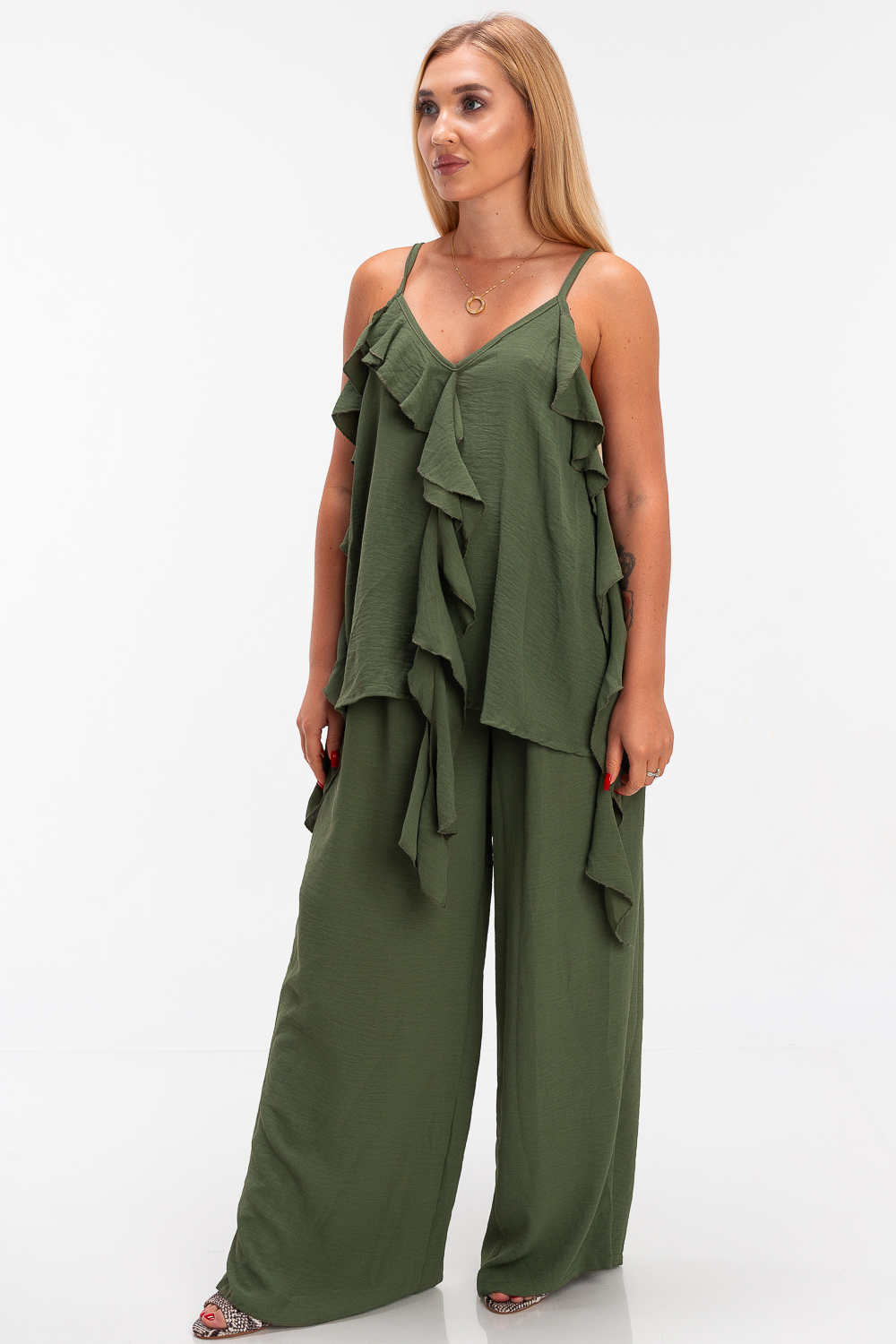 2220000477345 Wide-Leg Monochromatic Casual Set - Image 1