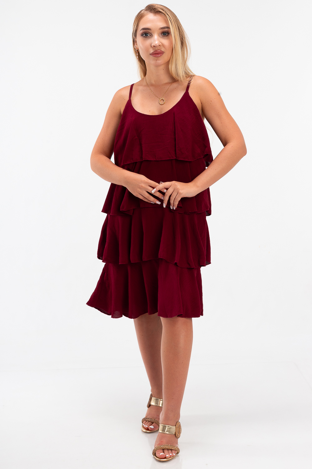 2220000481335 Flared Monochromatic Casual Dress - Image 1