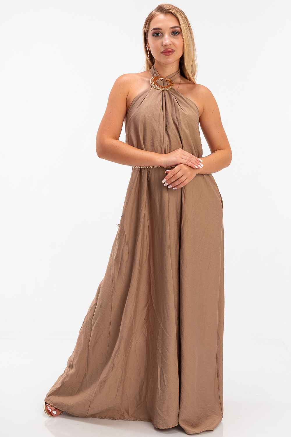 2220000481816 Strapless Monochromatic Casual Dress - Image 1