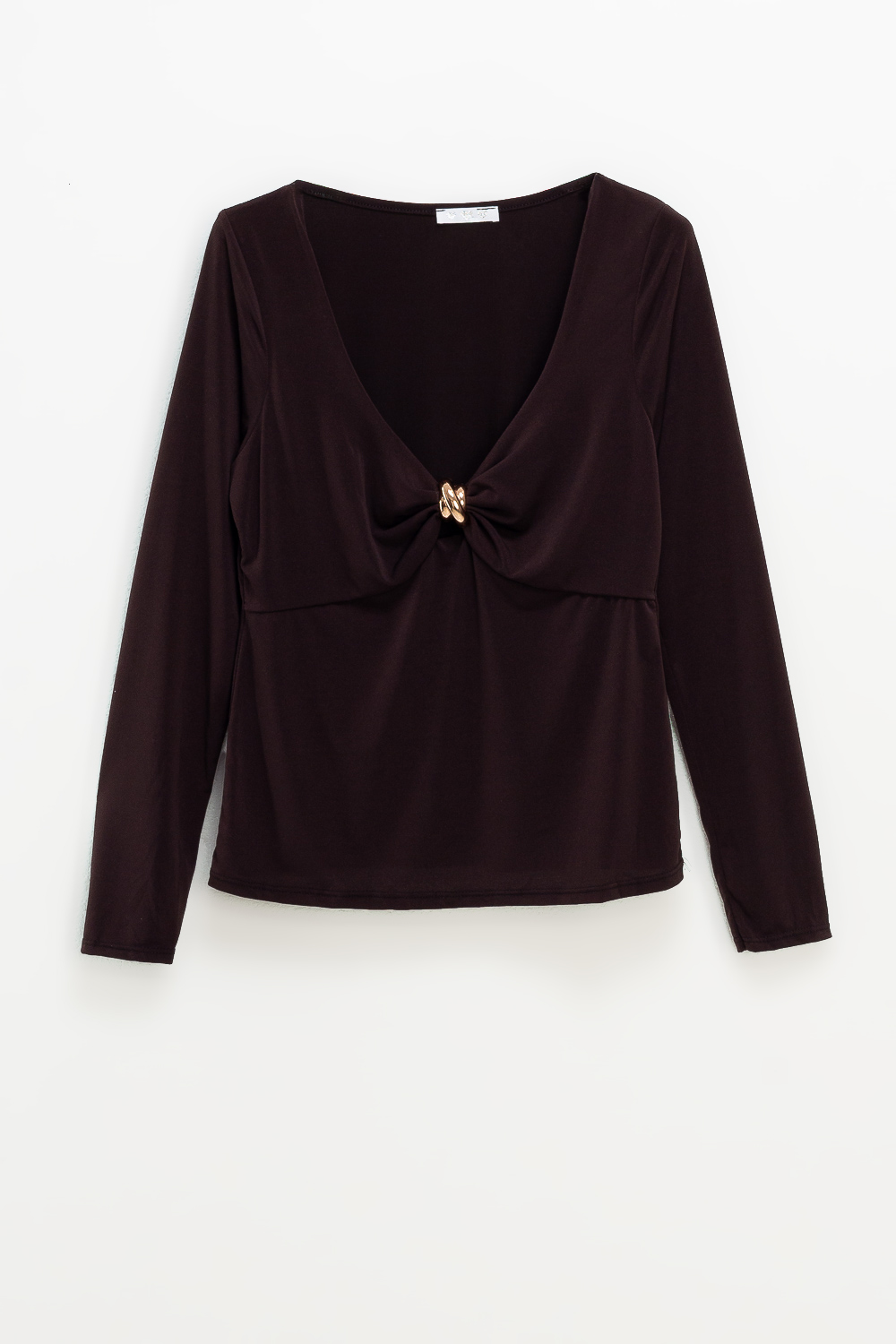 2220000502368 Draped Monochromatic Blouse - Image 1
