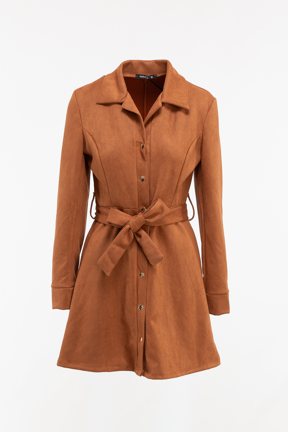 2220000532099 Button up Suede Casual Dress - Image 1