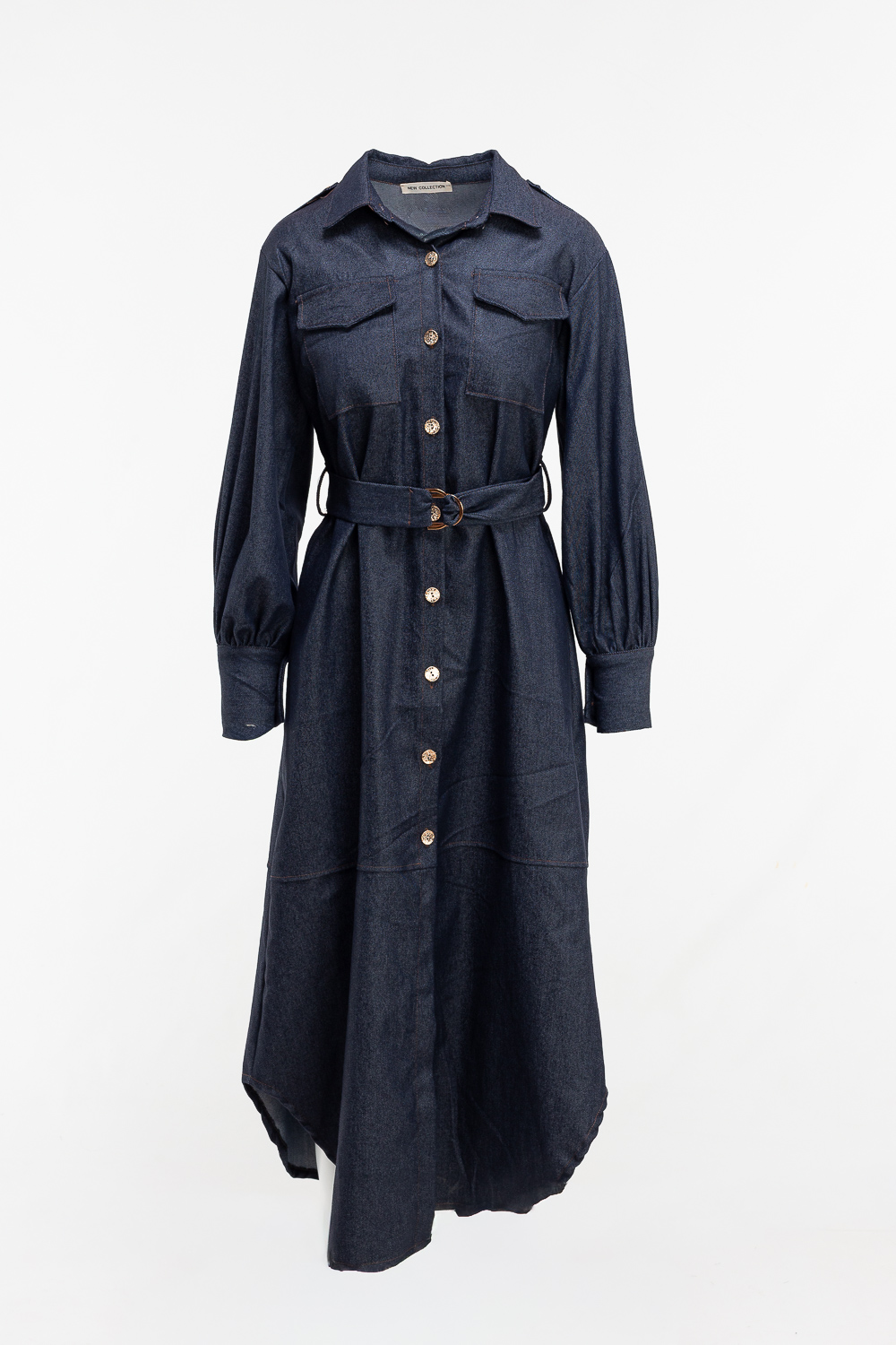 2220000532136 Button up Denim Casual Dress - Image 1