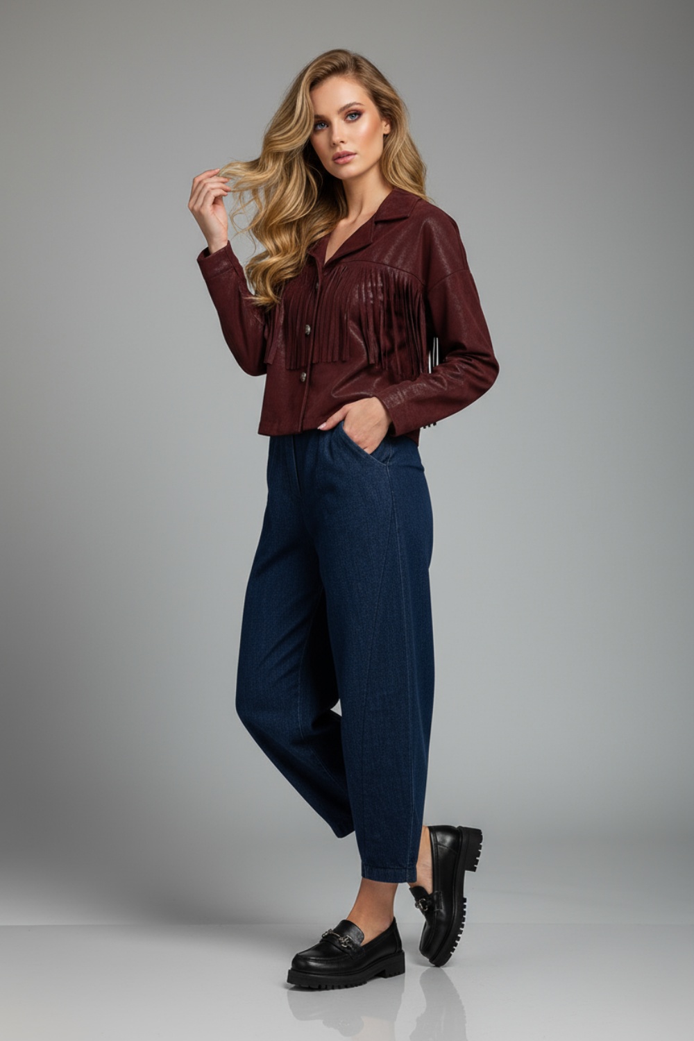 2220000537155 Relaxed-Fit Leatherette Jacket - Image 1