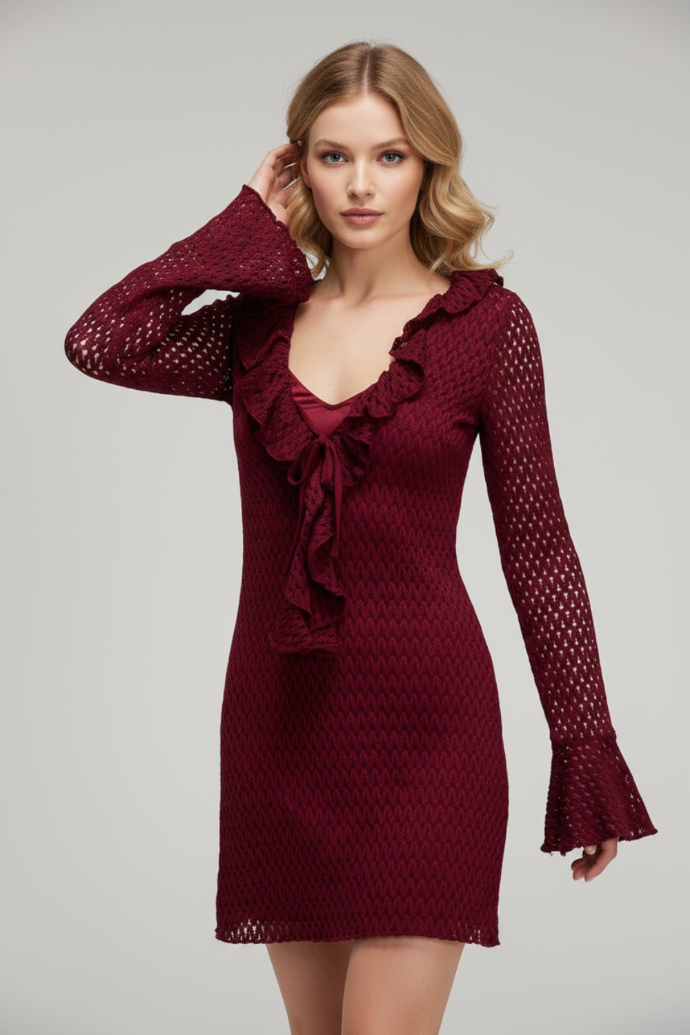 2220000537643 Mini Laced Casual Dress - Image 1
