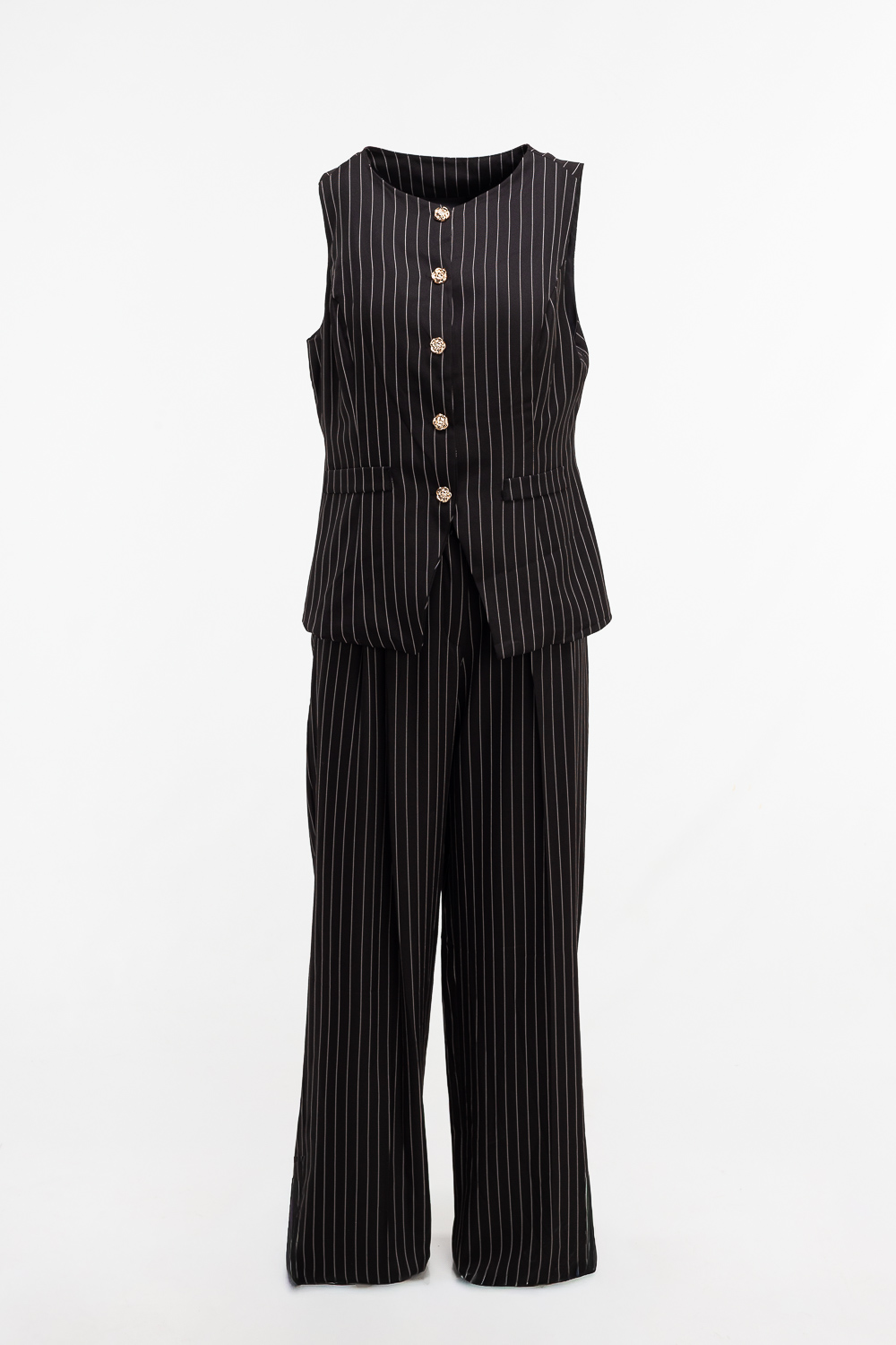 2220000538008 Sleeveless Striped Casual Set - Image 1