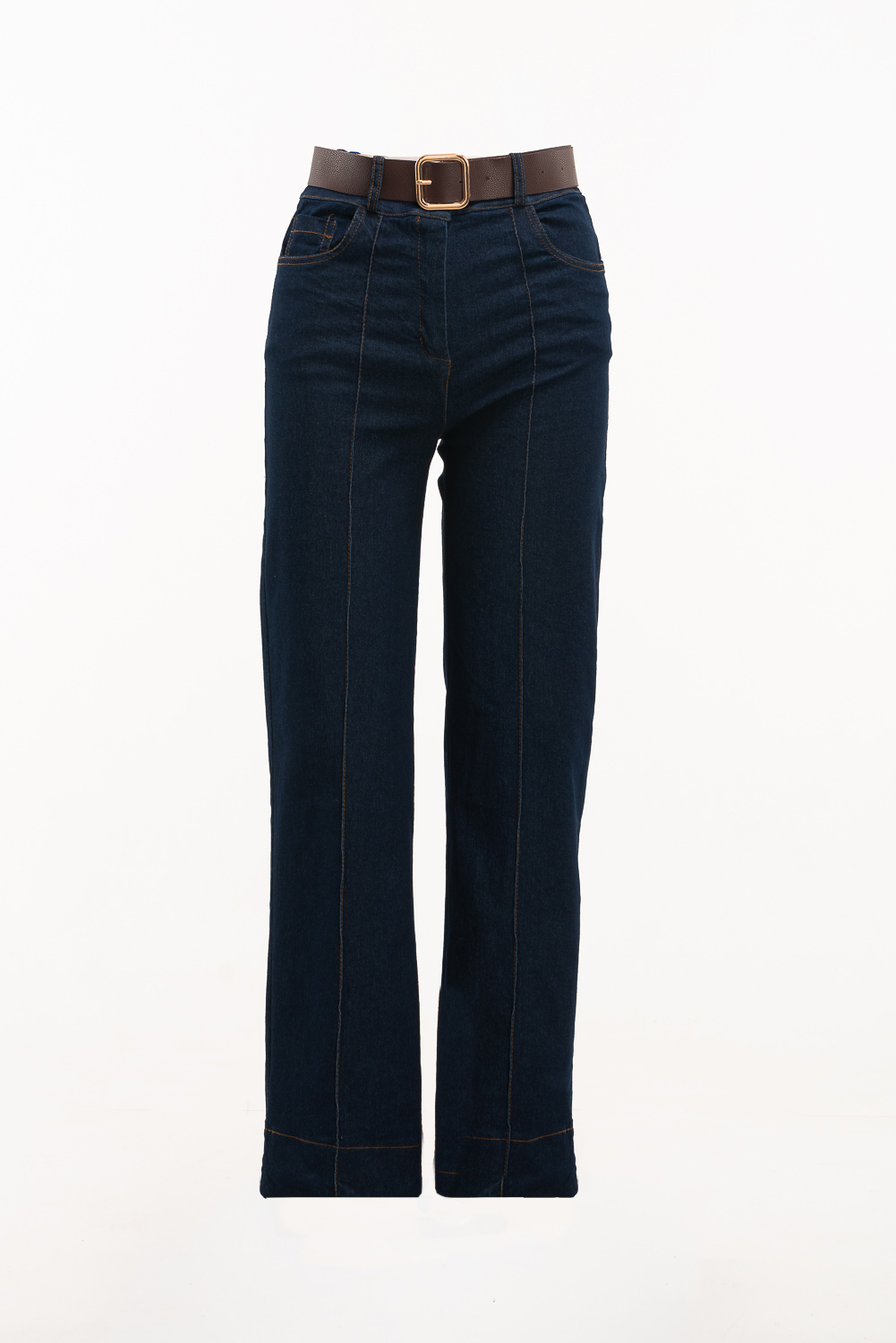 2220000445887 Relaxed-Fit Denim Wide-Leg Pants - Image 1