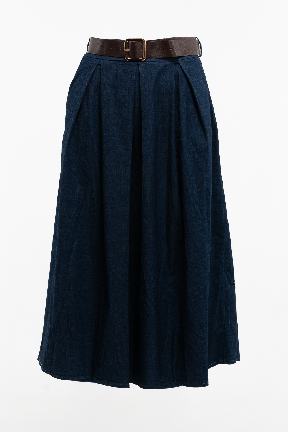 2220000592420 Pleated Denim Casual Skirt - Image 1